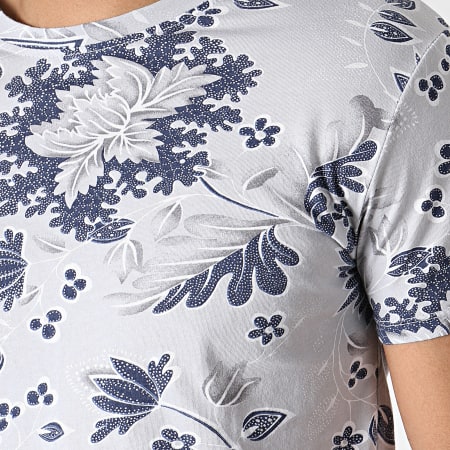 MTX - Tee Shirt Floral ZT5061 Gris Bleu Foncé
