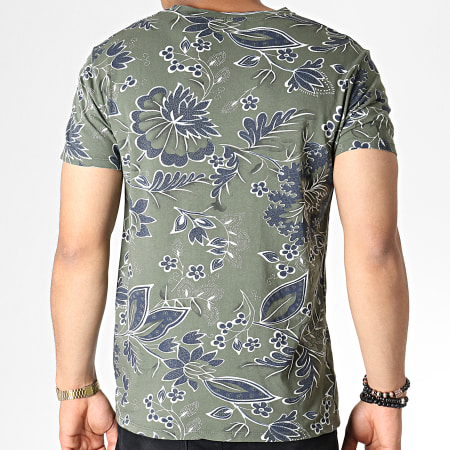 MTX - Tee Shirt Floral ZT5061 Vert Kaki Bleu Foncé