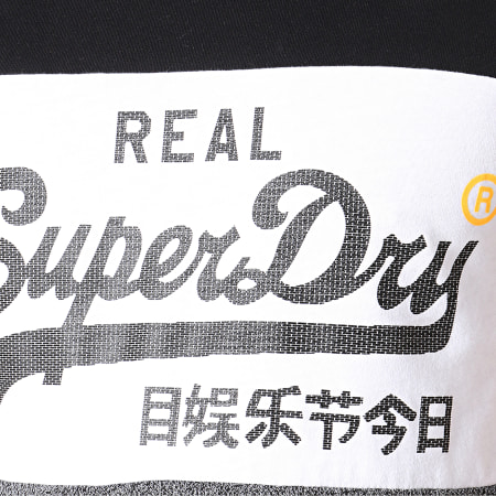 Superdry - Tee Shirt Vintage Logo Panel M10158SU Noir Blanc Gris Chiné