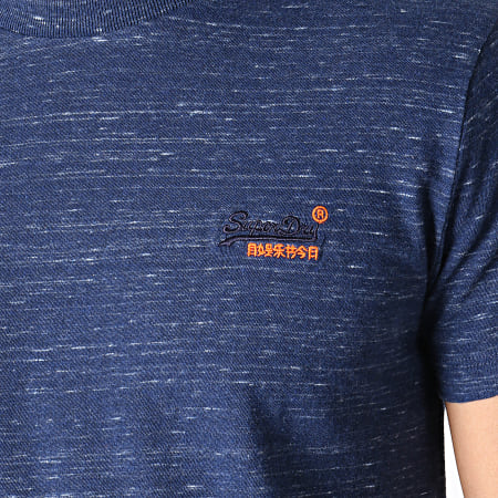 Superdry - Tee Shirt Orange Label Vintage Embroider M10168EU Bleu Marine Chiné Orange Fluo