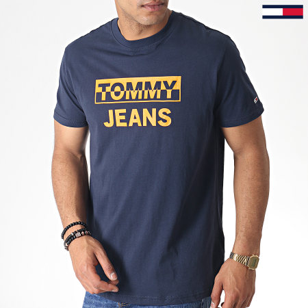 Tommy Hilfiger - Tee Shirt Split Block Logo 6853 Bleu Marine Orange