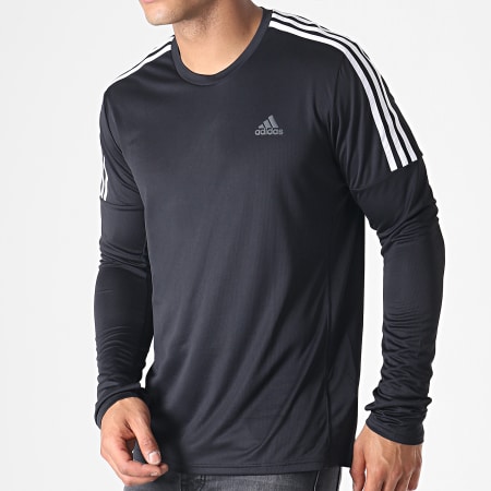 Adidas Sportswear - Tee Shirt Manches Longues Run It 3 Stripes CZ8097 Noir