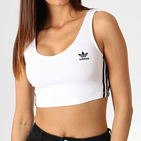 Adidas Originals - Débardeur Crop Femme Avec bandes ED7560 Blanc