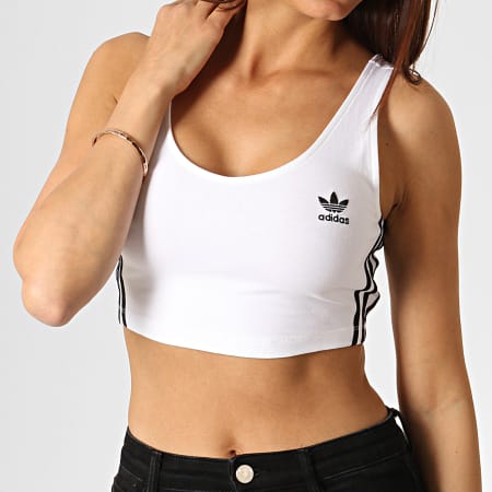 Adidas Originals - Débardeur Crop Femme Avec bandes ED7560 Blanc