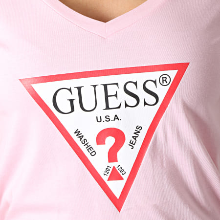 Guess - Tee Shirt Col V Femme W93I91K19U1 Rose