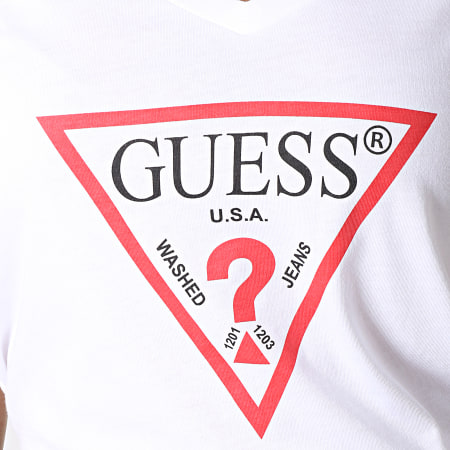 Guess - Tee Shirt Col V Femme W93I91K19U1 Blanc