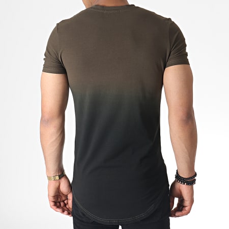 John H - Tee Shirt Oversize 143 Vert Kaki Noir Dégradé