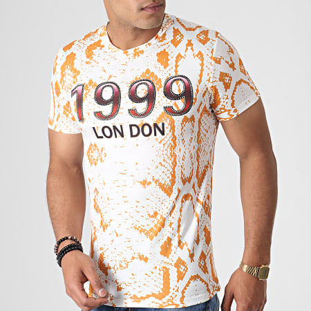 John H - Tee Shirt A039 Blanc Orange Serpent