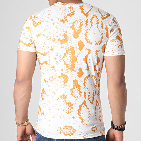 John H - Tee Shirt A039 Blanc Orange Serpent