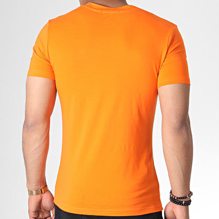 John H - Tee Shirt A Strass A047 Orange Doré Argenté