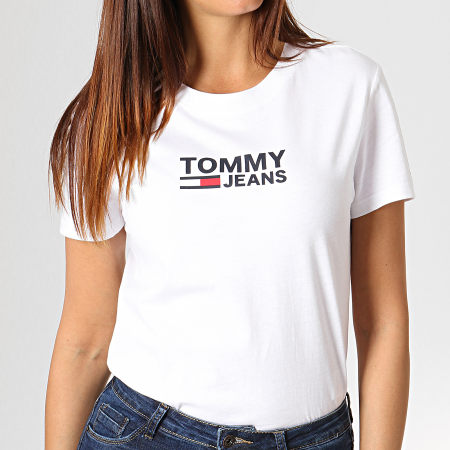 Tommy Hilfiger - Tee Shirt Femme Corp Logo 7029 Blanc