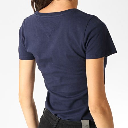 Tommy Jeans - Tee Shirt Femme Slim Modern Logo 7037 Bleu Marine