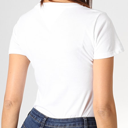 Tommy Hilfiger - Tee Shirt Femme Slim Modern Logo 7037 Blanc