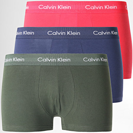 Calvin Klein - Lot De 3 Boxers Cotton Stretch U2662G Rouge Vert Kaki Bleu Marine