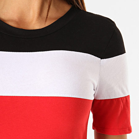 Girls Outfit - Robe Tee Shirt Femme Colorblock 3333 Rouge Blanc Noir