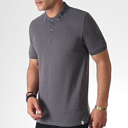 Jack And Jones - Polo Manches Courtes Nick Gris Anthracite