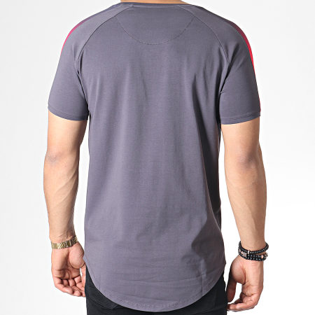 SikSilk - Tee Shirt Oversize A Bandes Fade Panel 15344 Gris Rose