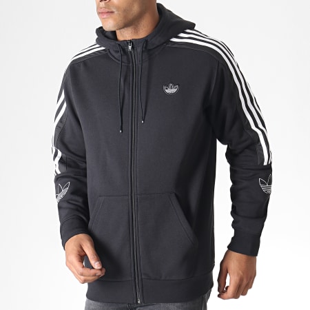 Adidas Originals - Sweat Zippé Capuche Avec Bandes Outline FZH ED4693 Noir