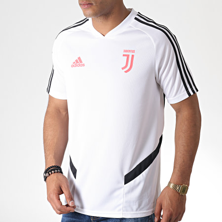 Adidas Sportswear - Tee Shirt De Sport Juventus TR DX9128 Blanc Noir Corail Fluo
