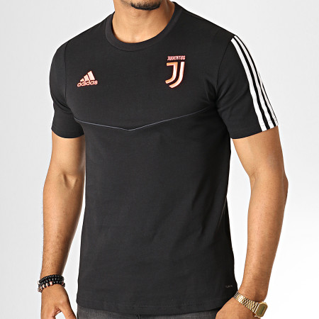 Adidas Sportswear - Tee Shirt A Bandes Juventus DX9131 Noir Blanc Corail Fluo