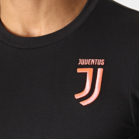 Adidas Performance - Tee Shirt A Bandes Juventus DX9131 Noir Blanc Corail Fluo
