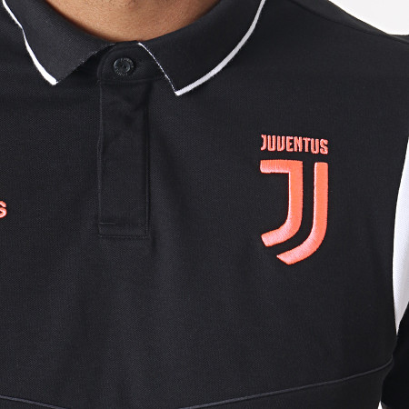 Adidas Sportswear - Polo Manches Courtes A Bandes Juventus DX9106 Noir Blanc Corail Fluo
