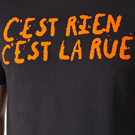 C'est Rien C'est La Rue - Tee Shirt Flock Noir Orange