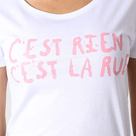 C'est Rien C'est La Rue - Maglietta con logo da donna Bianco Rosa