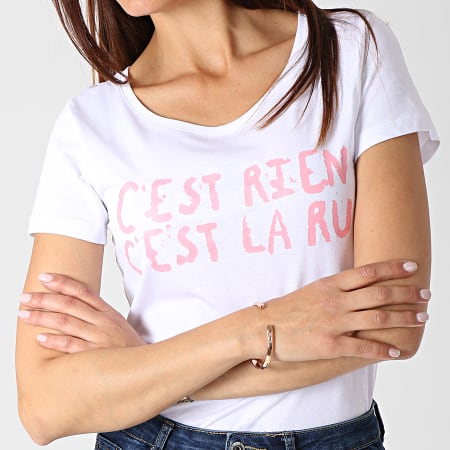 C'est Rien C'est La Rue - Camiseta Mujer Logo Blanco Rosa