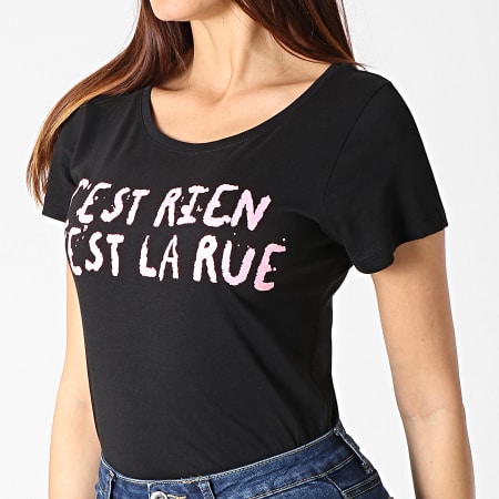 C'est Rien C'est La Rue - Tee Shirt Femme Logo Noir Rose