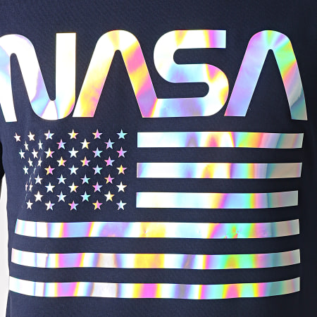 NASA - Tee Shirt Iridescent USA Bleu Marine