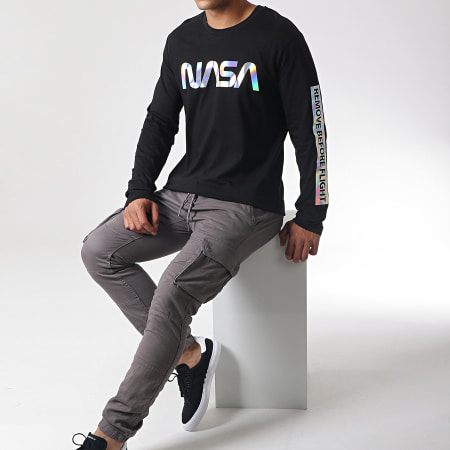 NASA - Tee Shirt Manches Longues Iridescent Flight Noir