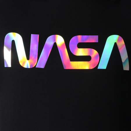 NASA - Felpa con cappuccio con logo del verme iridescente, nero