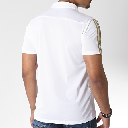 Adidas Performance - Polo Manches Courtes A Bandes Real DX7858 Blanc Doré
