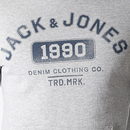 Jack And Jones - Sweat Capuche Jeans Gris Chiné