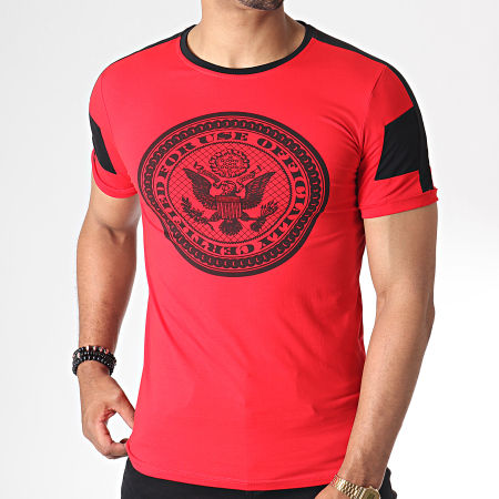 KZR - Tee Shirt A Bandes 89069 Rouge Noir