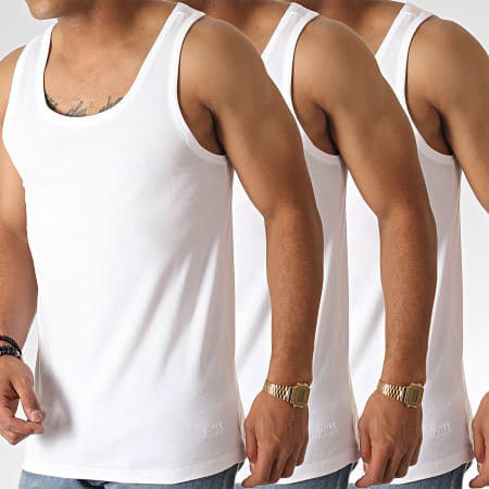 BOSS - Lote de 3 camisetas sin mangas 50325387 Blanco