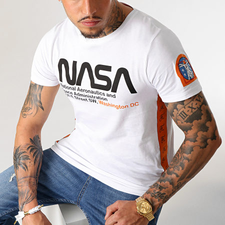 Final Club - Tee Shirt Space Administration Avec Bandes Et Broderie 252 Blanc