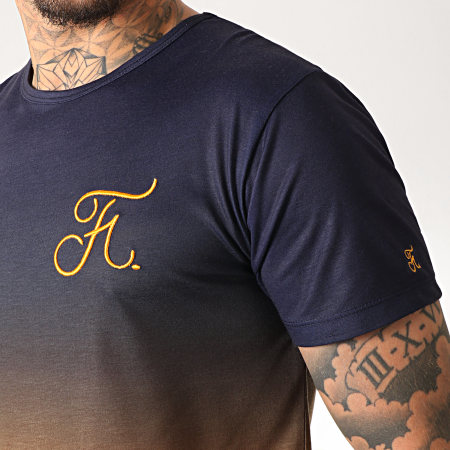 Final Club - Tee Shirt Oversize Dégradé Avec Broderie 275 Orange Et Bleu Marine
