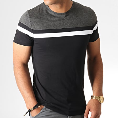 LBO - Tee Shirt Slim Fit Tricolore 801 Grigio Antracite Nero Bianco
