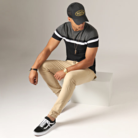 LBO - Camiseta Slim Fit Tricolor 801 Gris Carbón Negro Blanco