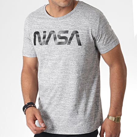 NASA - Tee Shirt Worm Logo Gris Zebra