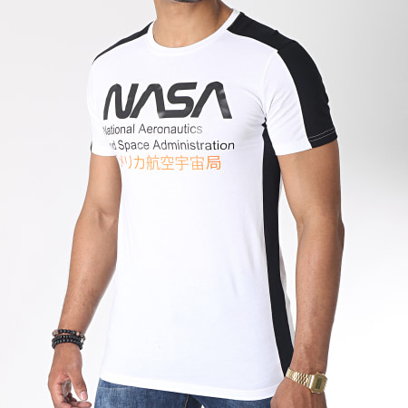 NASA - Tee Shirt A Bandes Bicolore Admin 2 Blanc Noir
