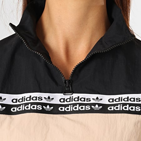 Adidas Originals -  Sweat Col Zippé Femme Cropped ED7426 Noir Ecru