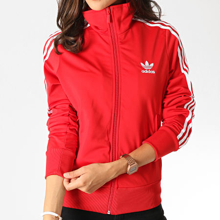 Adidas Originals -  Veste Zippée Femme Avec Bandes Firebird TT ED7516 Rouge Blanc