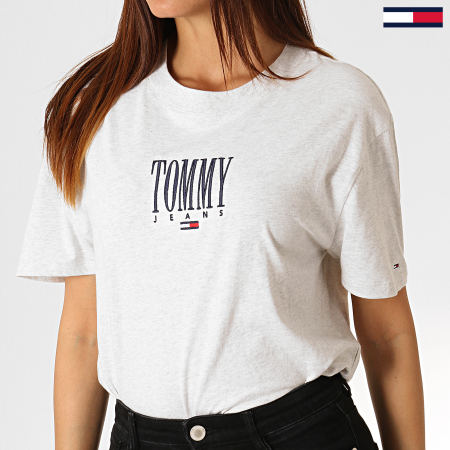 Tommy Jeans - Tee Shirt Femme Embroidery Graphic 6721 Gris Clair Chiné