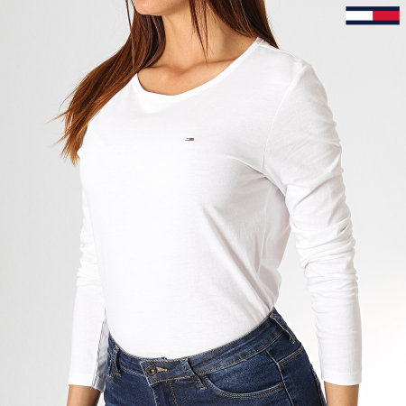 Tommy Jeans - Tee Shirt Manches Longues Femme Soft Jersey 6900 Blanc