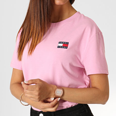 Tommy Hilfiger - Tee Shirt Femme Badge 6813 Rose
