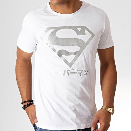 DC Comics - Tee Shirt Superman Japan Blanc Argenté