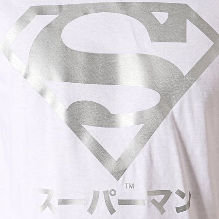 DC Comics - Tee Shirt Superman Japan Blanc Argenté